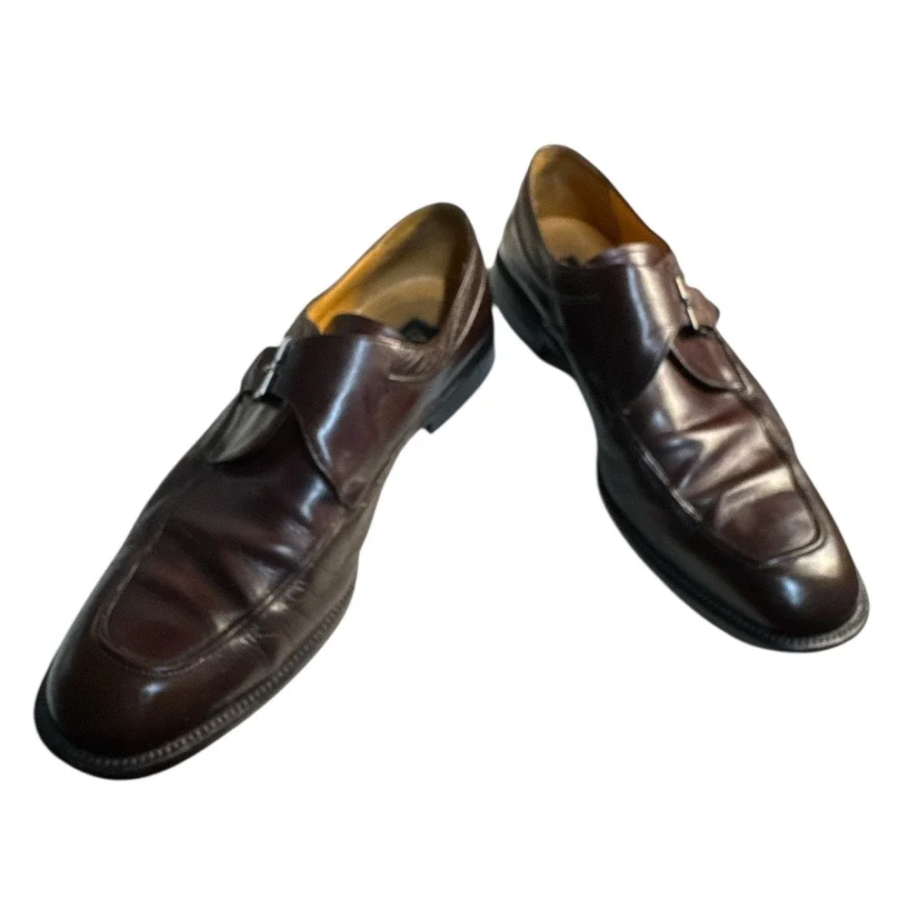 A. Taghi Monk Strap‎ Dress Shoes Brown Leather Mens 11.5 Buckle Preowned